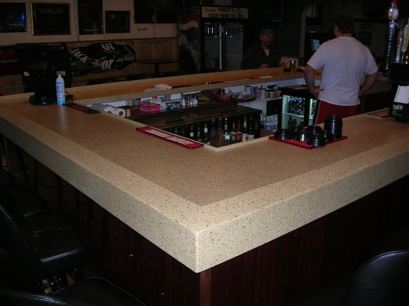 granite/quartz countertop on a bar