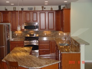 kitchen with fresh granite installed for countertops in pittsburgh by lexmar