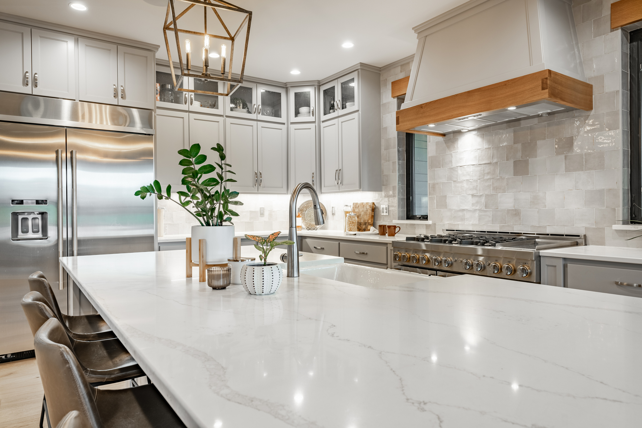 kitchen interior featuring a white granite kitchen countertop